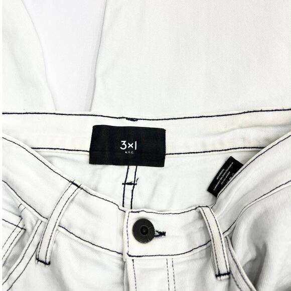 3x1 Austin High-Rise Straight Crop Jeans Frayed Hem Off White size 29 - Picture 6 of 8